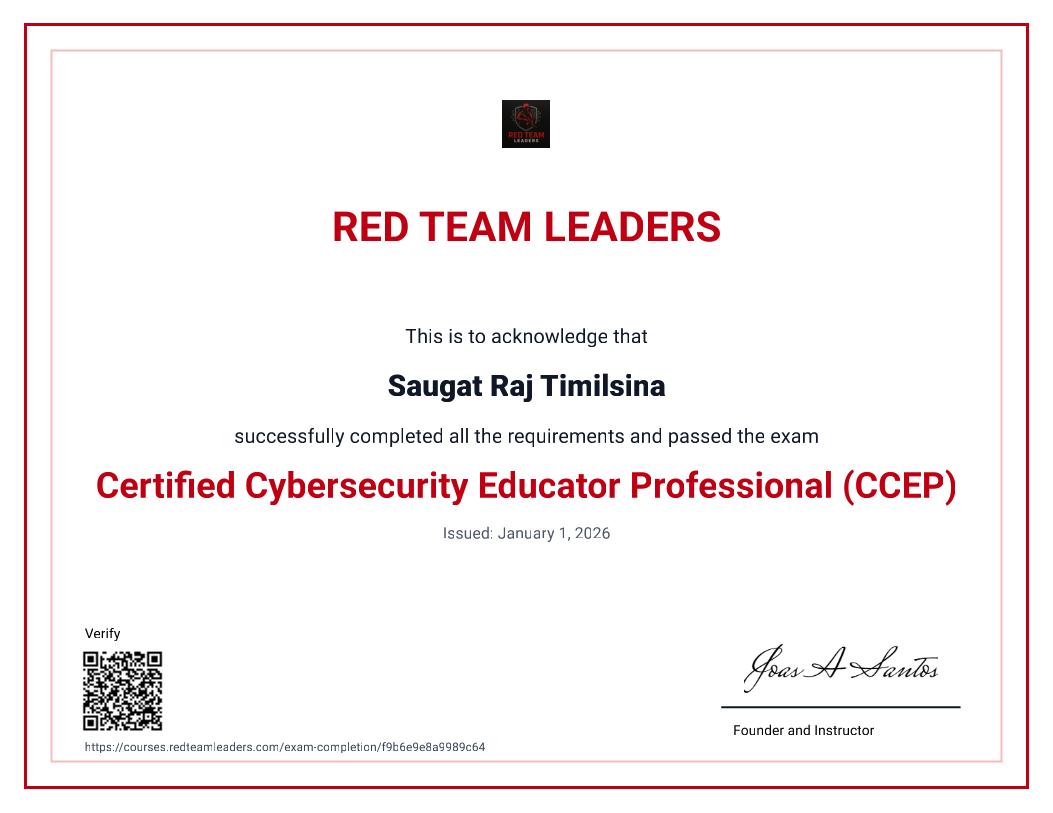 Certified Cybersecurity Educator Professional (CCEP)